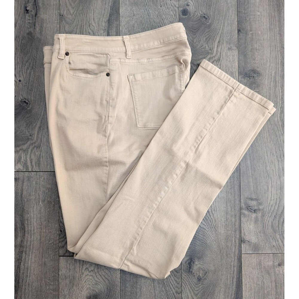 L.L.Bean Women’s Sz 14 Tall Beige Khaki Stretch Cotton Pants Straight Leg
